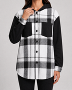Giacca Camicia Donna a Quadri con Cappuccio