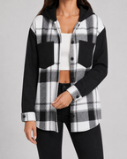 Giacca Camicia Donna a Quadri con Cappuccio