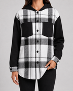Giacca Camicia Donna a Quadri con Cappuccio
