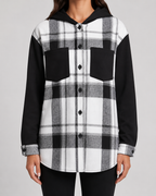 Giacca Camicia Donna a Quadri con Cappuccio