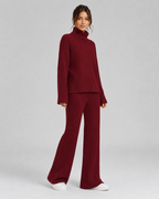Completo Donna in Maglia a Coste con Dolcevita