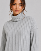 Completo Donna in Maglia a Coste con Dolcevita