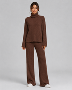 Completo Donna in Maglia a Coste con Dolcevita