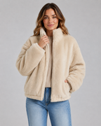 Giacca Teddy Donna Corta con Collo Alto