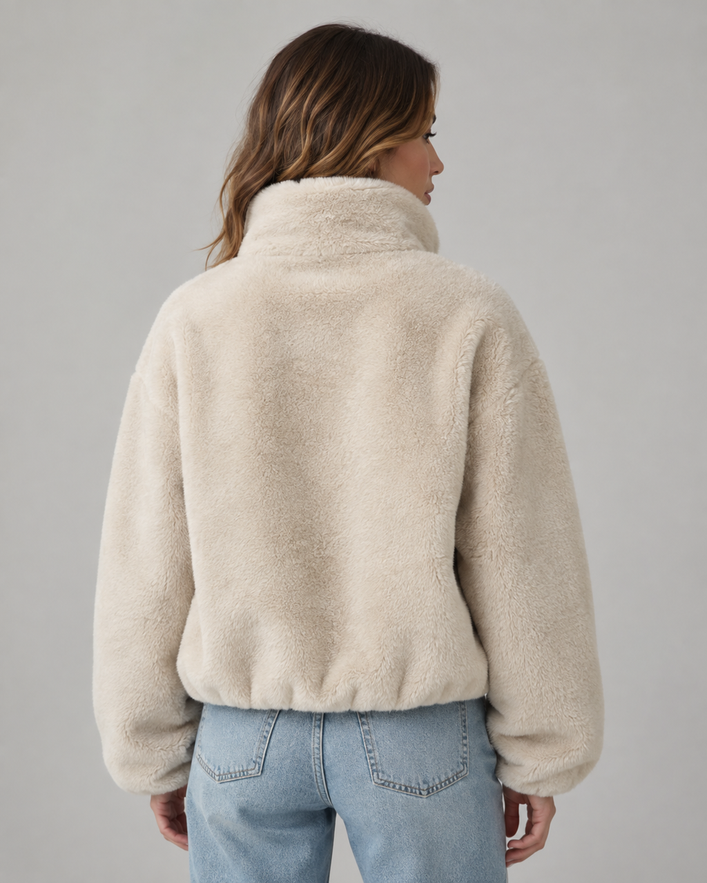 Giacca Teddy Donna Corta con Collo Alto