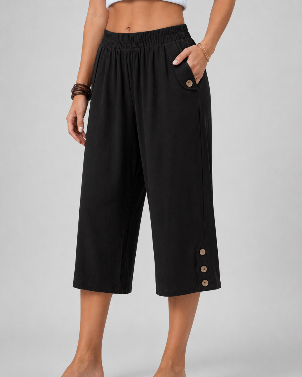 Pantaloni Capri Donna a Gamba Larga