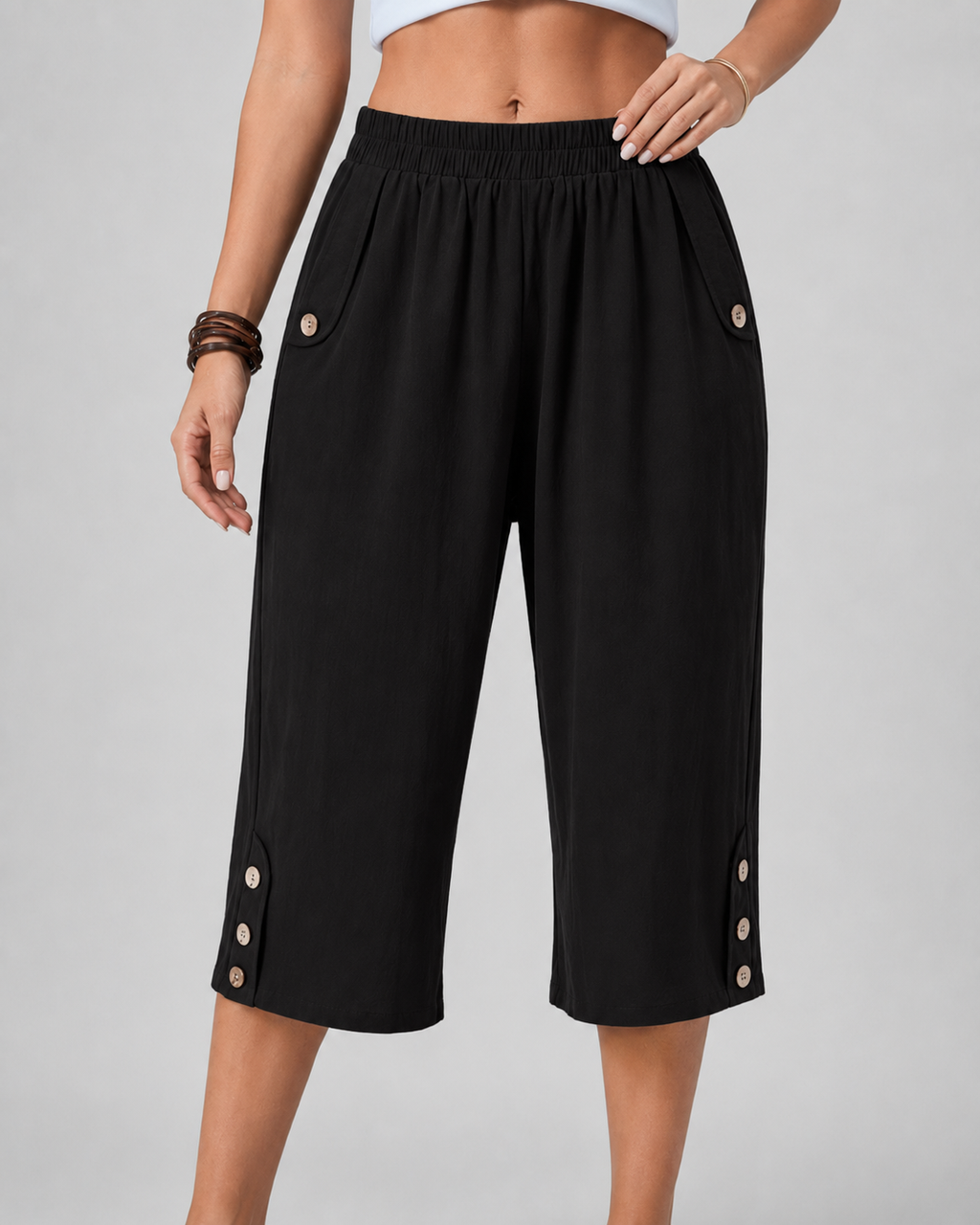 Pantaloni Capri Donna a Gamba Larga