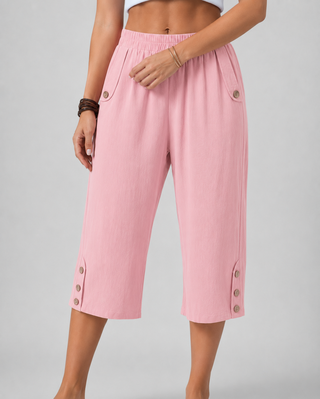 Pantaloni Capri Donna a Gamba Larga