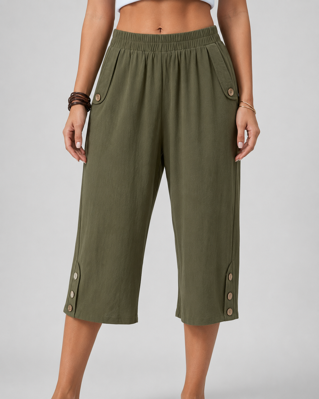 Pantaloni Capri Donna a Gamba Larga