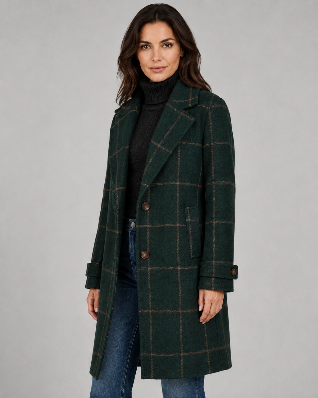 Cappotto Lungo Donna Sartoriale a Quadri