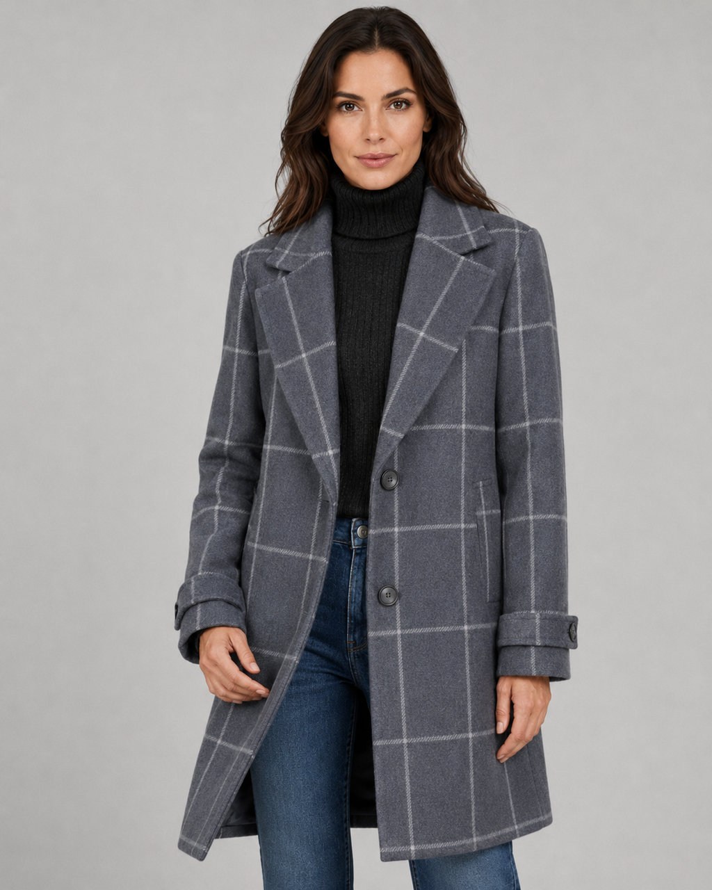 Cappotto Lungo Donna Sartoriale a Quadri