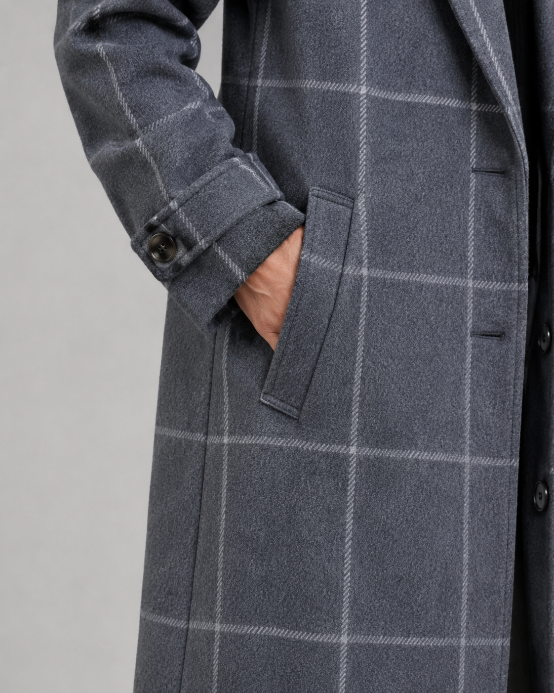 Cappotto Lungo Donna Sartoriale a Quadri