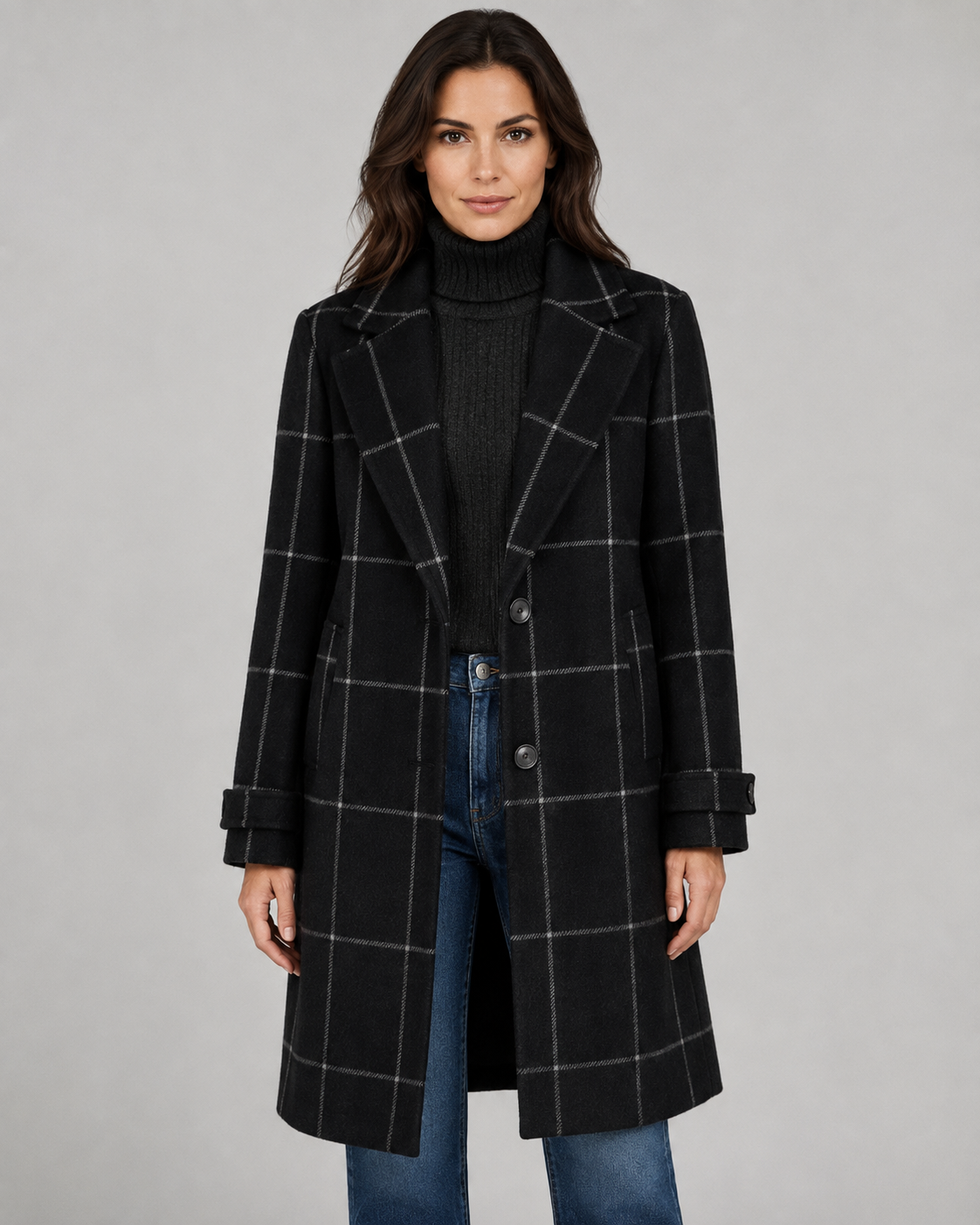 Cappotto Lungo Donna Sartoriale a Quadri