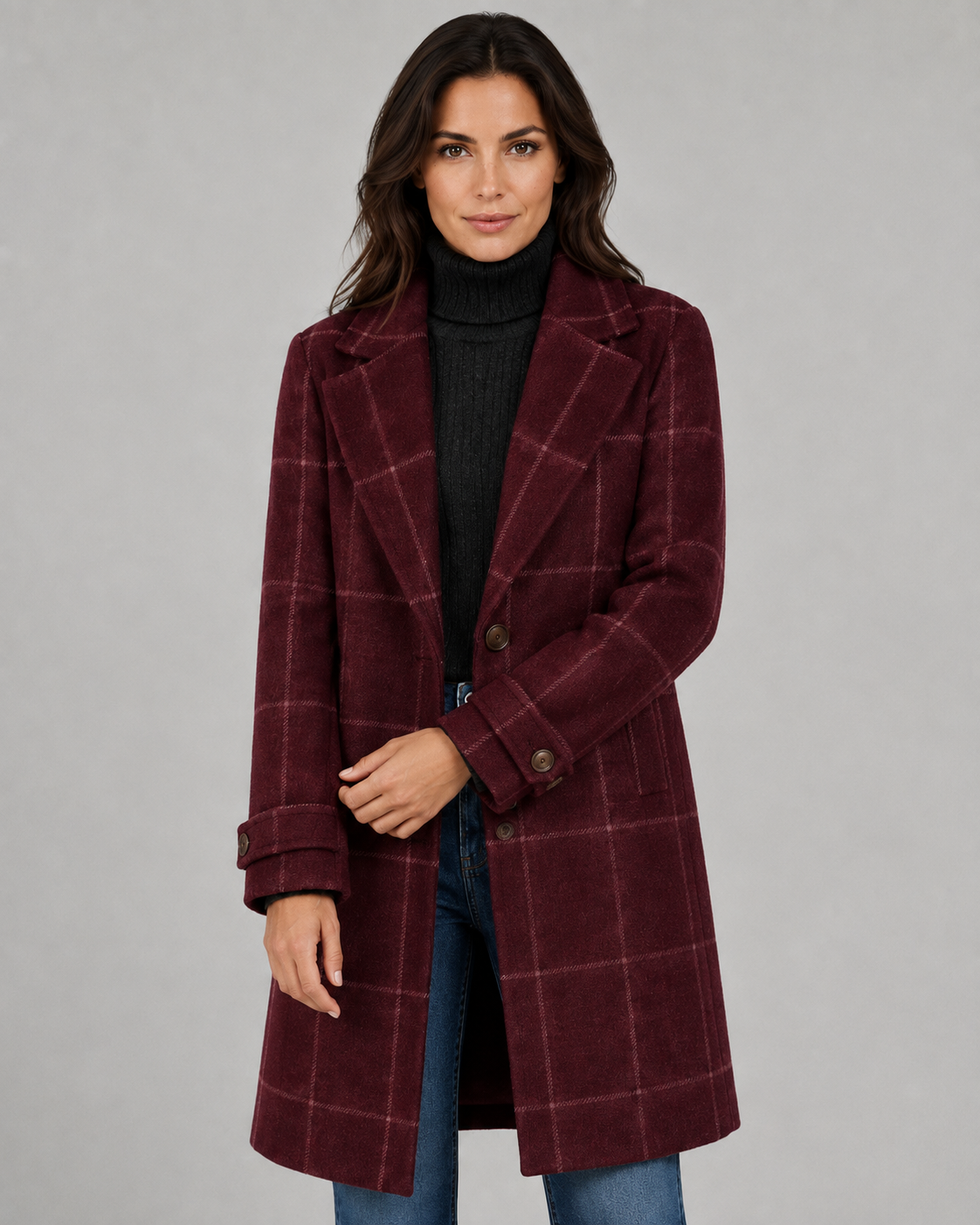 Cappotto Lungo Donna Sartoriale a Quadri