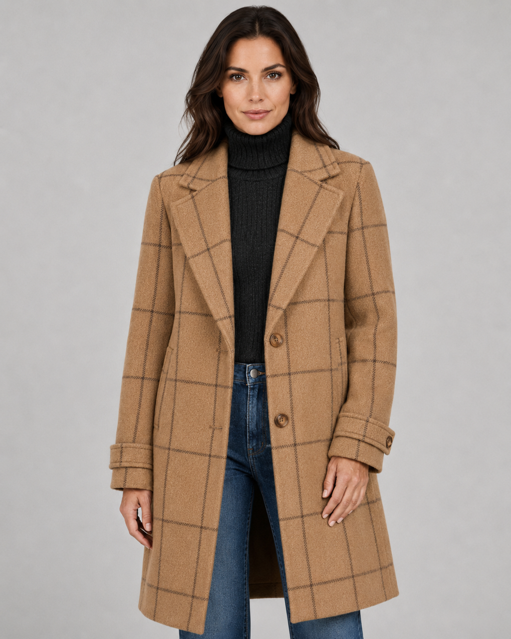 Cappotto Lungo Donna Sartoriale a Quadri