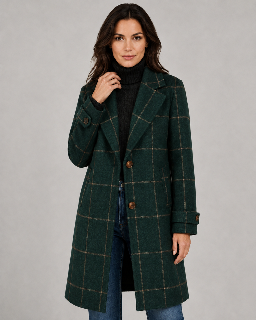 Cappotto Lungo Donna Sartoriale a Quadri