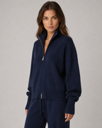 Cardigan Donna in Maglia con Zip e Collo Alto