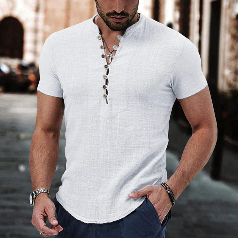 Camicia Henley Uomo in Lino