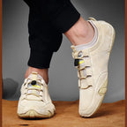 Mocassini Uomo in Vera Pelle con Coulisse – Scarpe Slip-On Traspiranti con Inserti in Mesh
